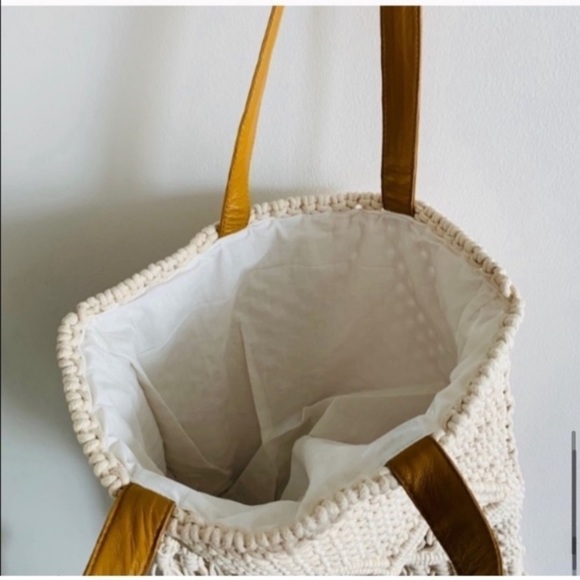 NEW Boho Chic Macrame Woven Shoulder Fringe Shopper Tote Bag - Picture 11 of 16